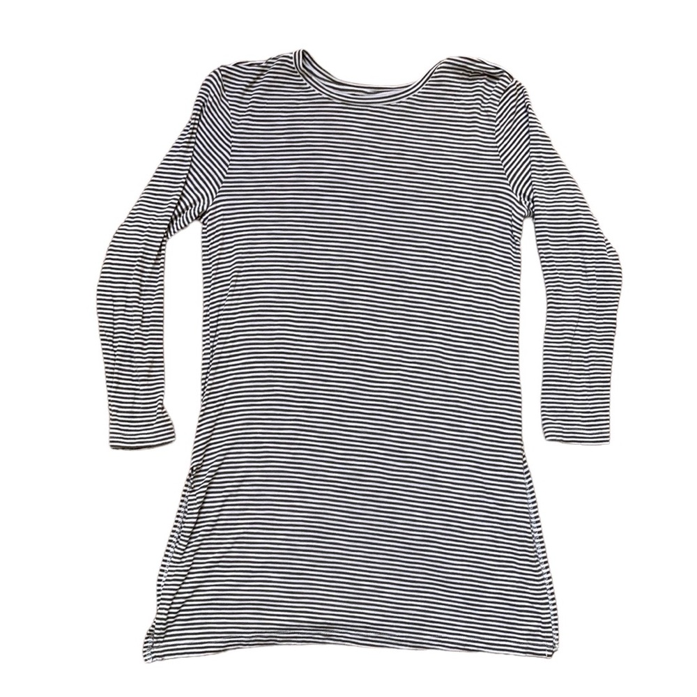 🎉 OLD NAVY Luxe Gray White Stripe Long Sleeve Tunic, size XS